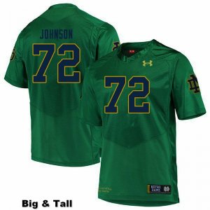 Notre Dame Fighting Irish Men's Caleb Johnson #72 Green Under Armour Authentic Stitched Big & Tall College NCAA Football Jersey HMW0399WB